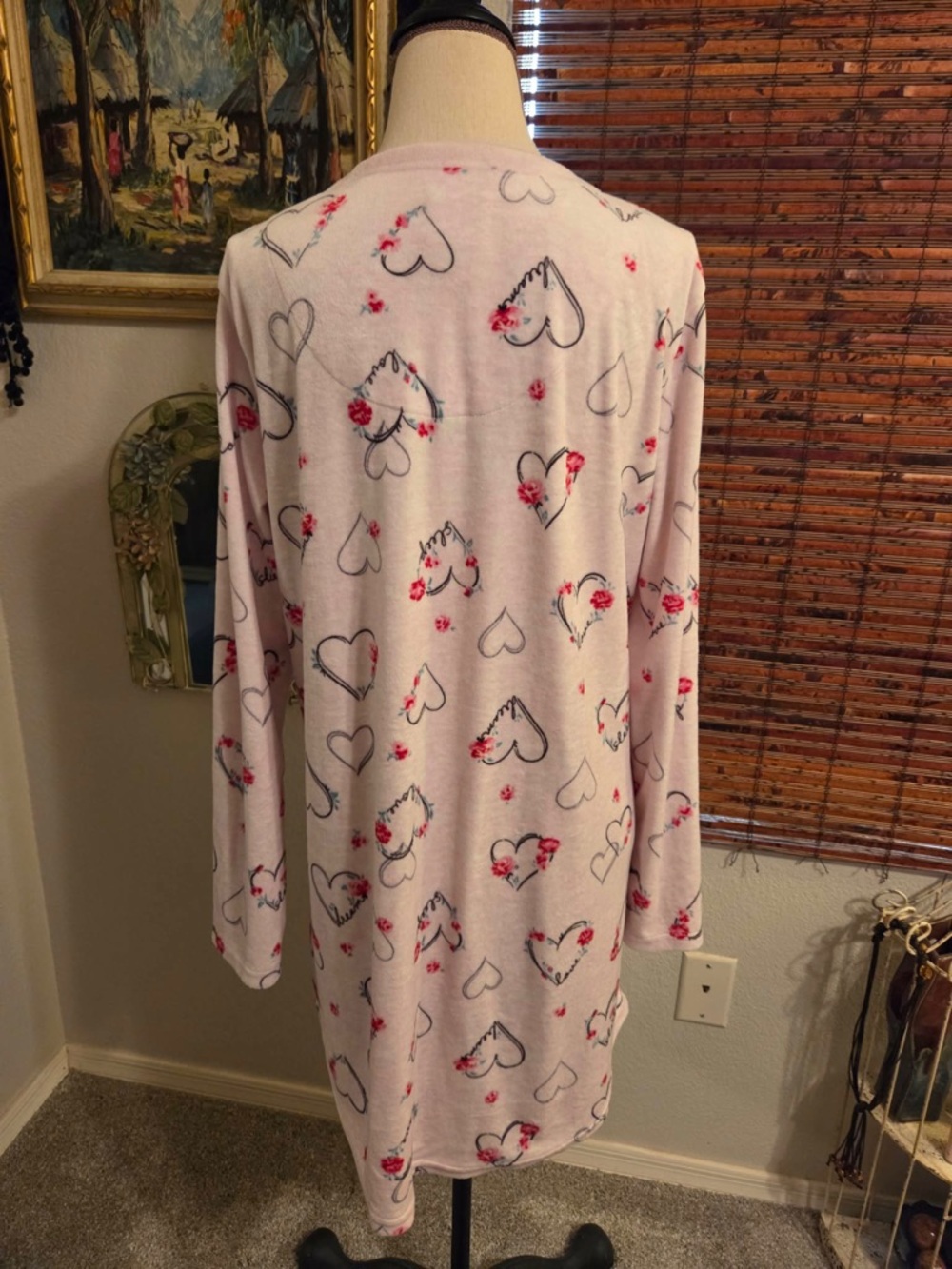 Laura Ashley Pink Floral Heart Long Sleeve Nightgown - Picture 3 of 3
